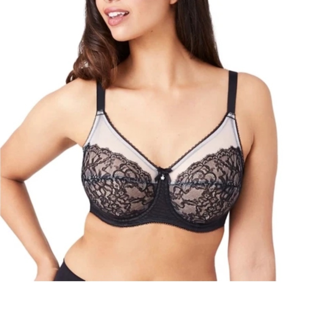 Wacoal Women's 46D retro Chic Full Figure Underwire Bra 855186 Black and white